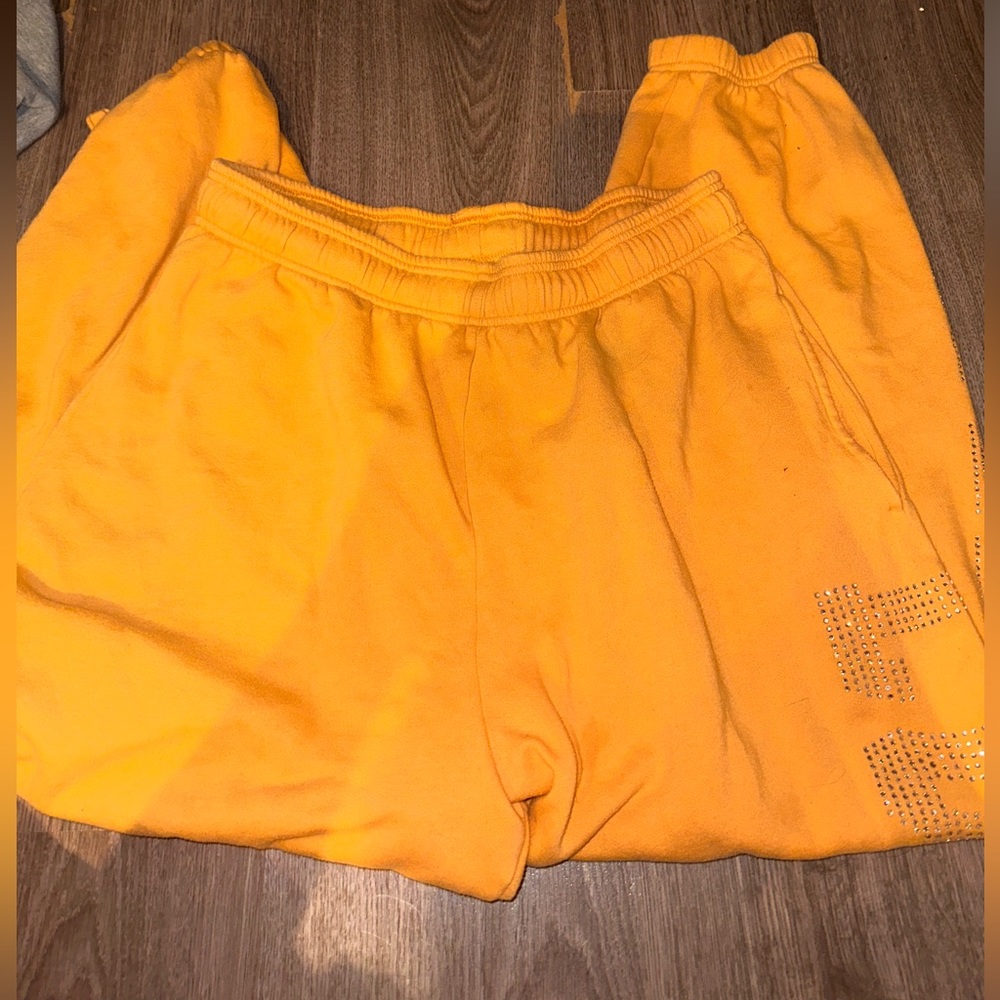 Orange pink blinged sweatpants
